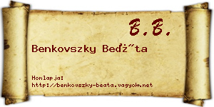 Benkovszky Beáta névjegykártya
